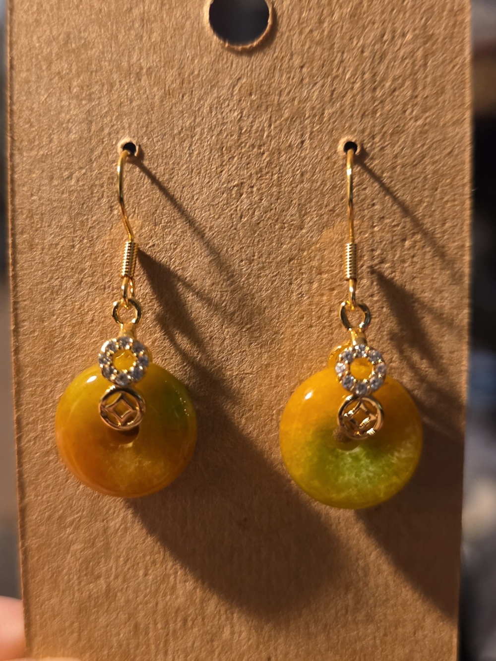 Yellow Green Jade Drop Earrings